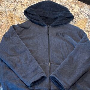 PINK Sherpa Zip Up Sweatshirt